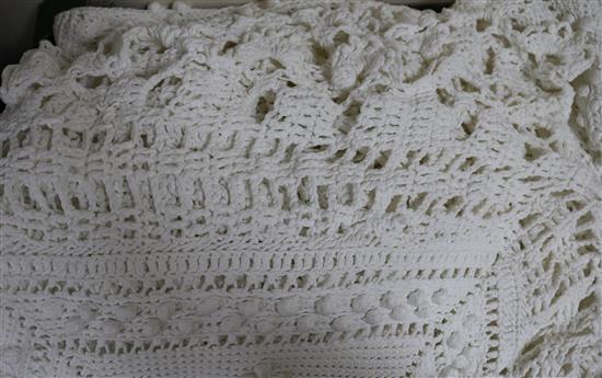 A Welsh cotton crochet blanket, 280 x 190cm